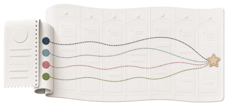 A paper-style family constellation representing FamilyBrief Plus