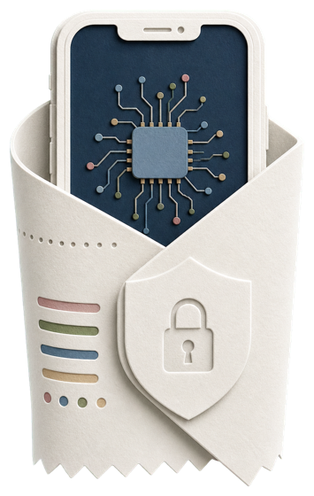 A paper-style privacy shield protecting family information