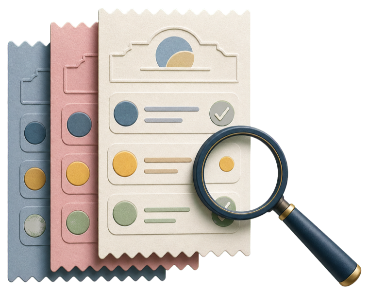 A paper-style illustration of reviewing extracted family items