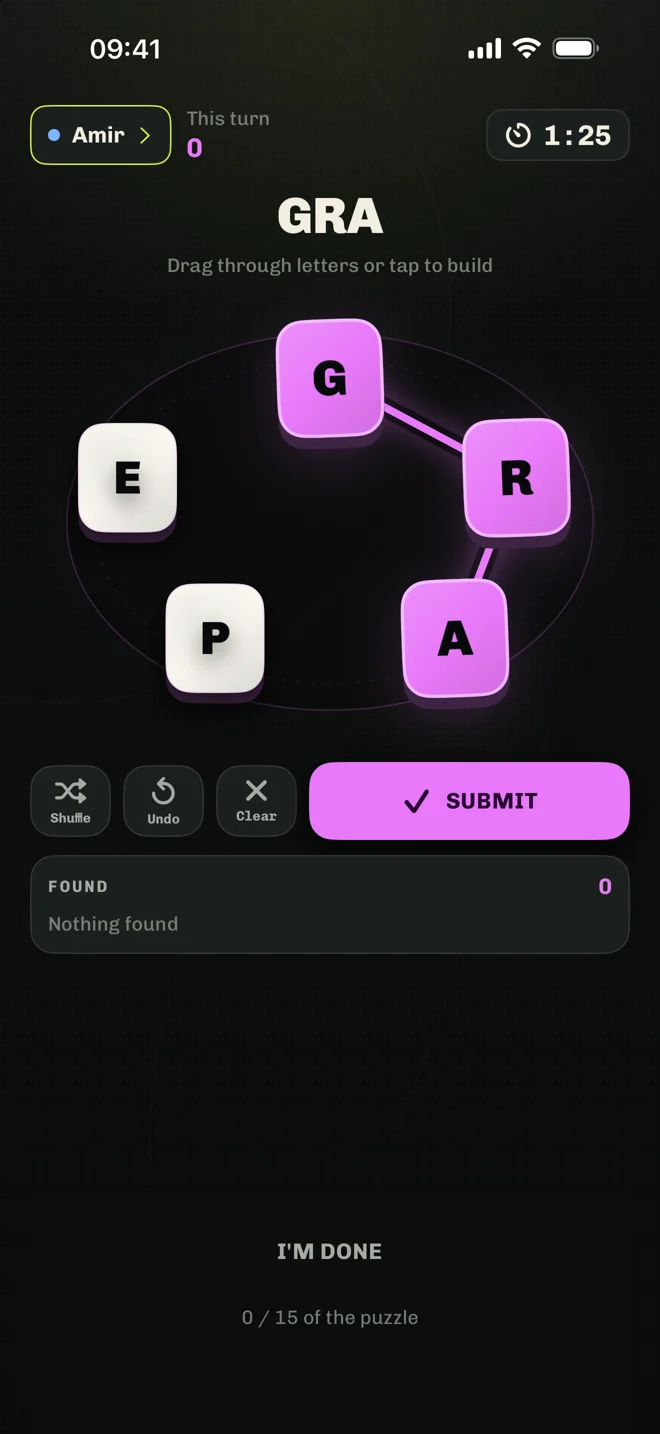 Word Builder’s letter tiles in the actual app