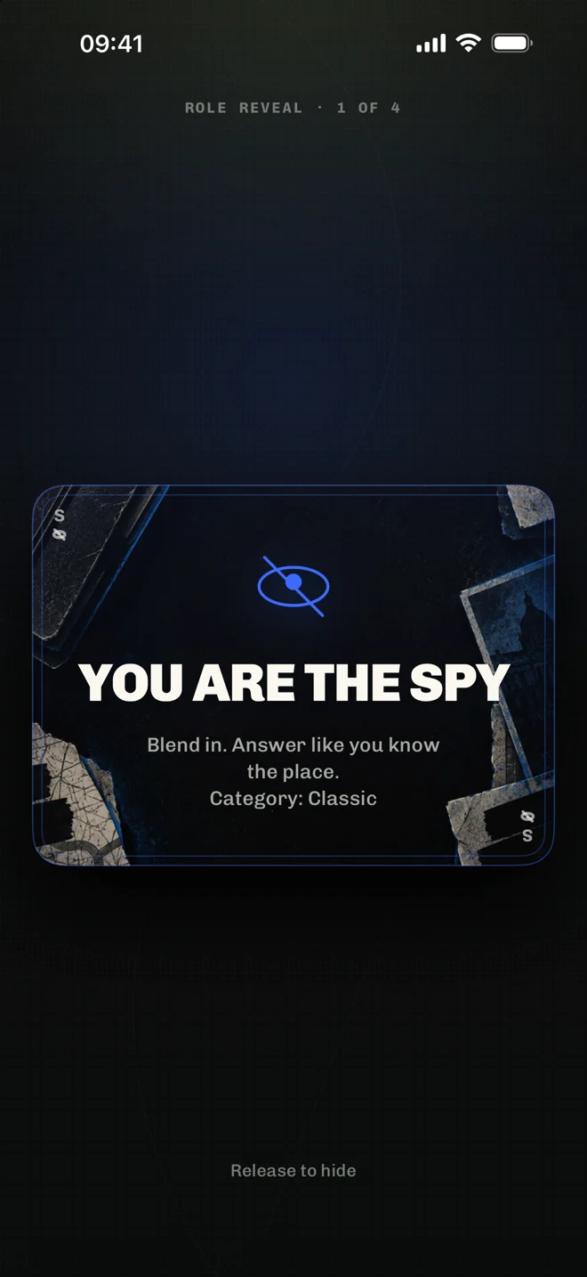 Spy’s private role reveal in the actual app