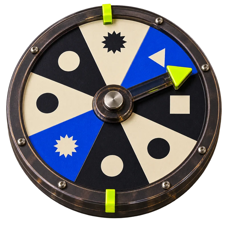 The app’s illustrated decision wheel
