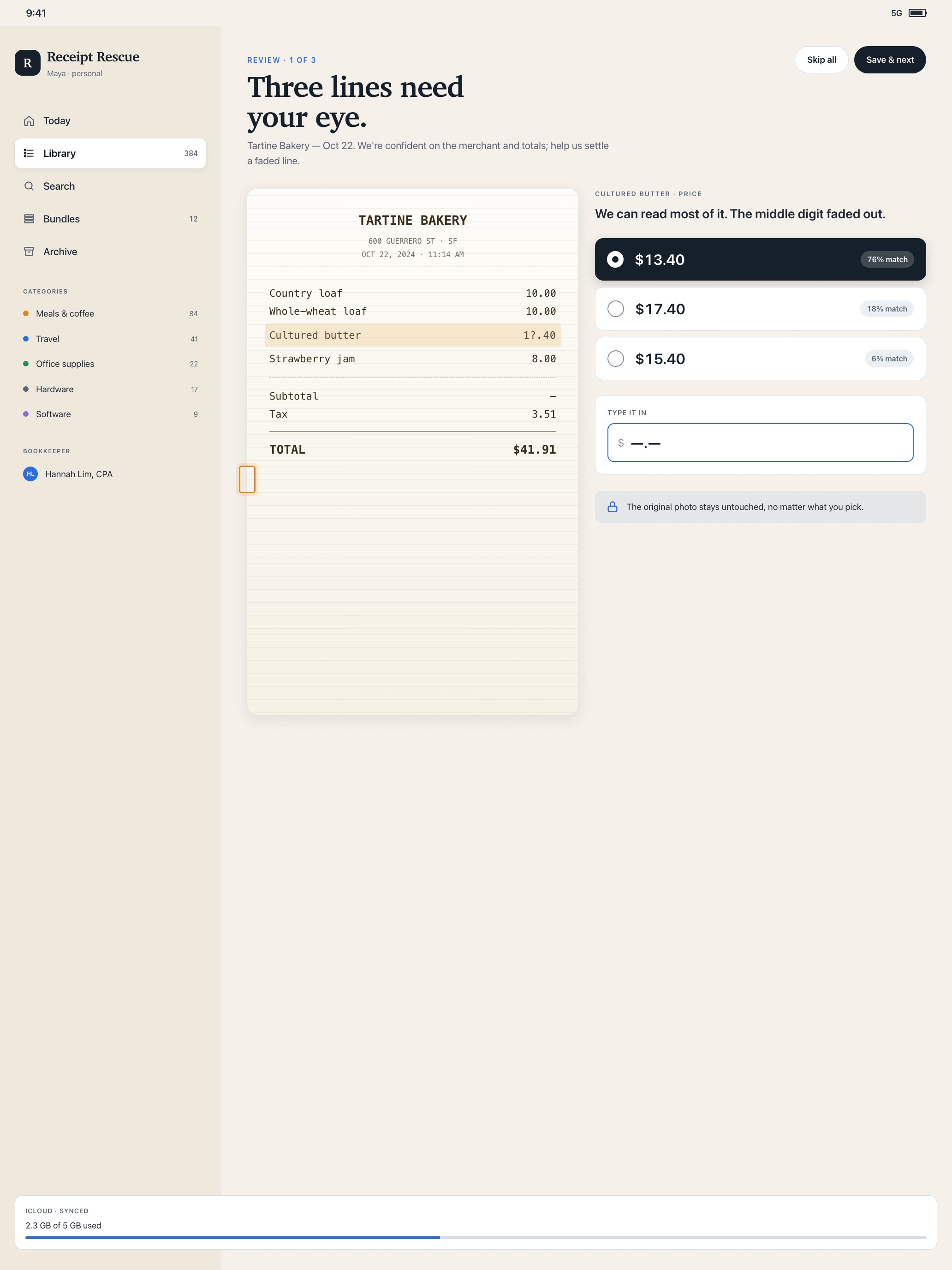 Receipt Rescue iPad OCR review