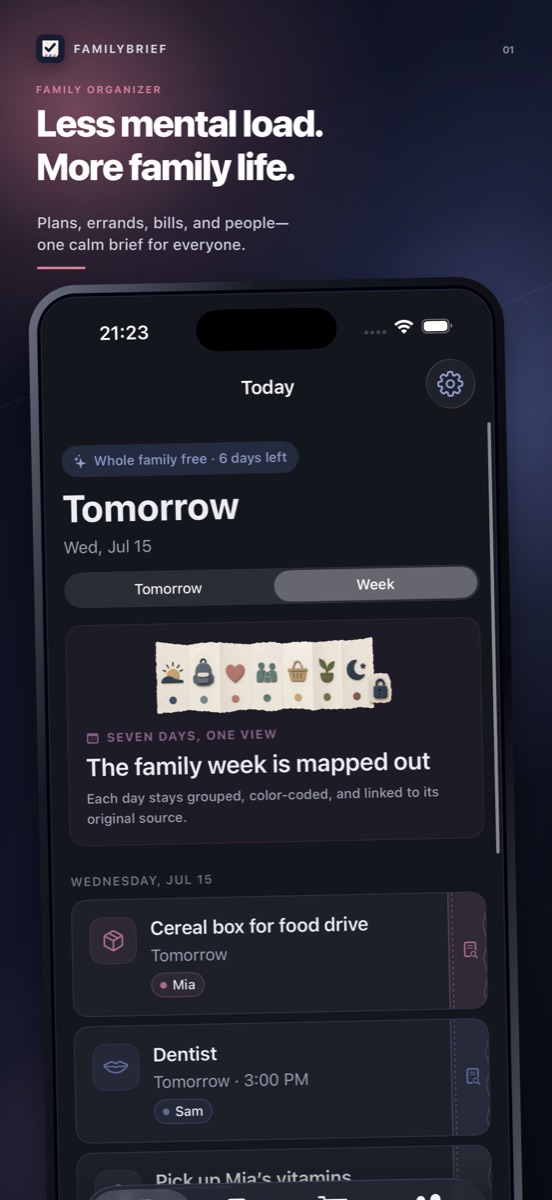 FamilyBrief App Screenshot